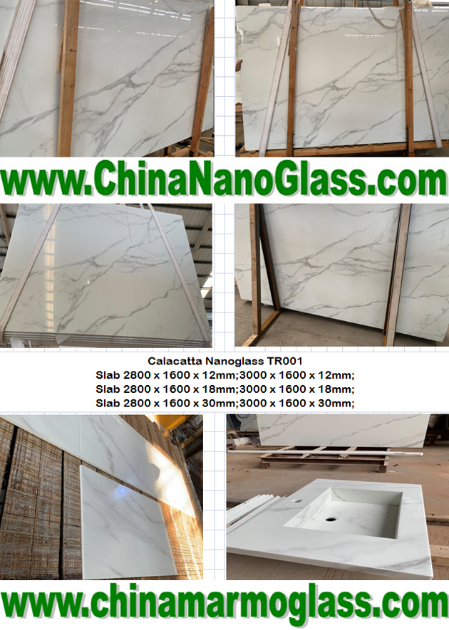 Wholesale the quality calacatta nano crystal glass slab