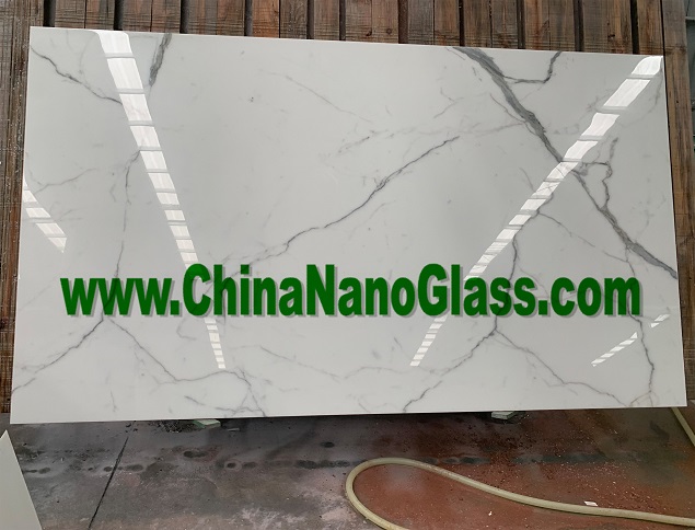 Calacatta White Nano Glass Slab TR006